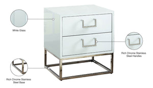 Nova Engineered Wood / Stainless Steel Contemporary White Side Table - 22" W x 16" D x 24" H
