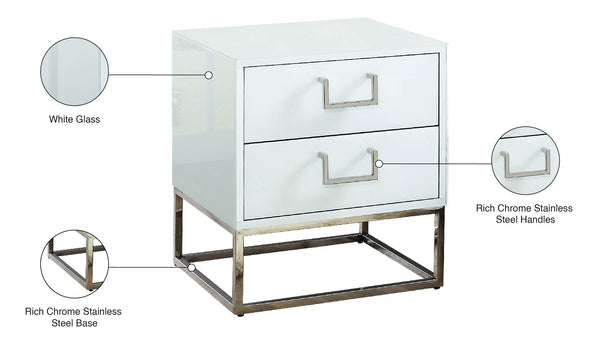 Nova Engineered Wood / Stainless Steel Contemporary White Side Table - 22" W x 16" D x 24" H