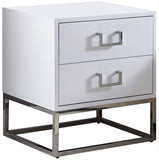Nova Engineered Wood / Stainless Steel Contemporary White Side Table - 22" W x 16" D x 24" H