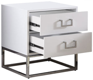 Nova Engineered Wood / Stainless Steel Contemporary White Side Table - 22" W x 16" D x 24" H