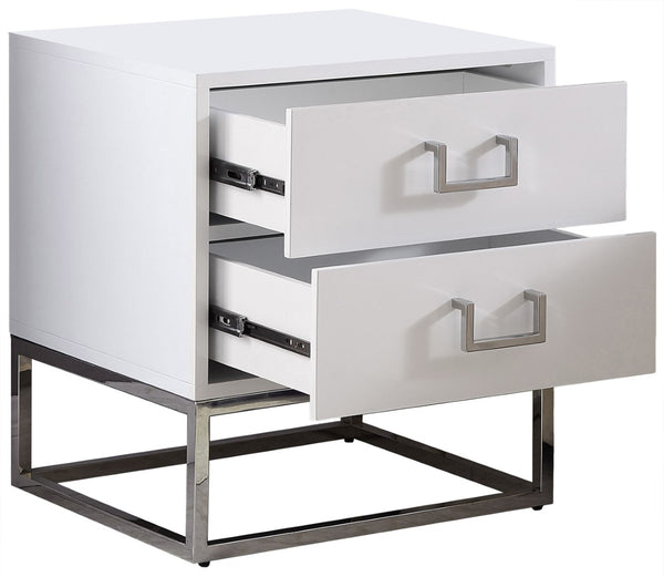 Nova Engineered Wood / Stainless Steel Contemporary White Side Table - 22" W x 16" D x 24" H