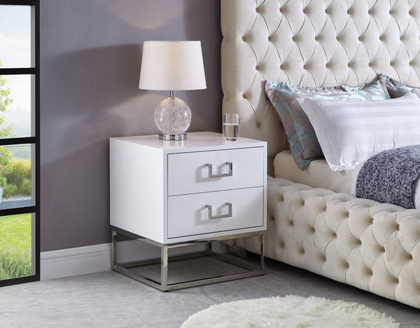 Nova Engineered Wood / Stainless Steel Contemporary White Side Table - 22" W x 16" D x 24" H