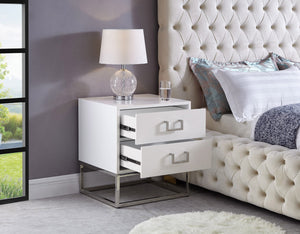 Nova Engineered Wood / Stainless Steel Contemporary White Side Table - 22" W x 16" D x 24" H