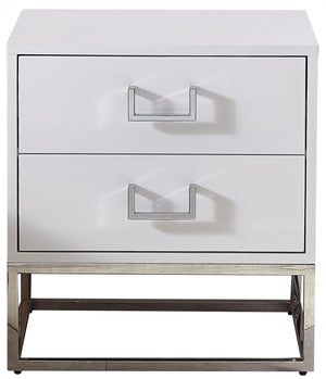 Nova Engineered Wood / Stainless Steel Contemporary White Side Table - 22" W x 16" D x 24" H