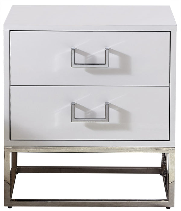 Nova Engineered Wood / Stainless Steel Contemporary White Side Table - 22" W x 16" D x 24" H
