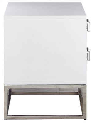 Nova Engineered Wood / Stainless Steel Contemporary White Side Table - 22" W x 16" D x 24" H