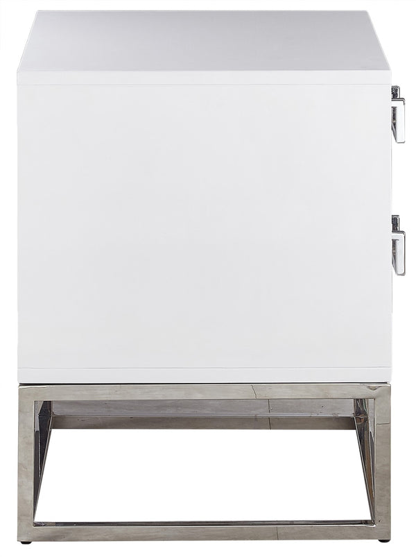 Nova Engineered Wood / Stainless Steel Contemporary White Side Table - 22" W x 16" D x 24" H