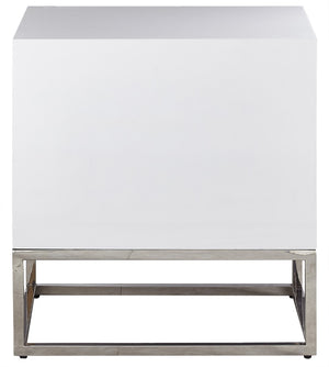 Nova Engineered Wood / Stainless Steel Contemporary White Side Table - 22" W x 16" D x 24" H