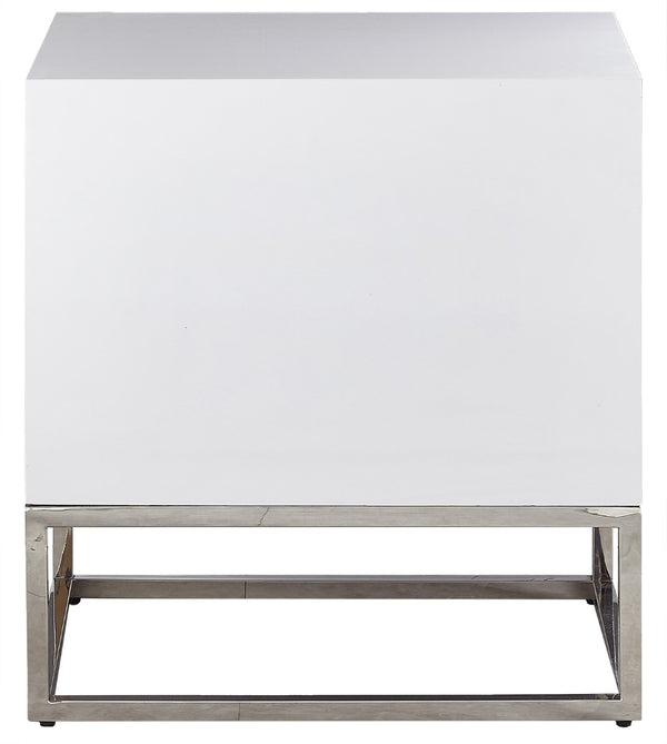 Nova Engineered Wood / Stainless Steel Contemporary White Side Table - 22" W x 16" D x 24" H