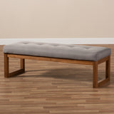 Baxton Studio Caramay Modern and Contemporary Grey Fabric Upholstered Walnut Brown Finished Wood Bench