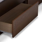 Baxton Studio Macey Modern and Contemporary Dark Grey Fabric Upholstered Walnut Finished King Size Storage Platform Bed