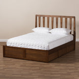 Baxton Studio Raurey Modern and Contemporary Walnut Finished Queen Size Storage Platform Bed