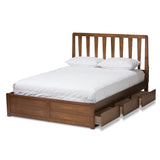 Baxton Studio Raurey Modern and Contemporary Walnut Finished King Size Storage Platform Bed