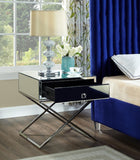 Lynn Glass / Stainless Steel / Engineered Wood Contemporary  Side Table - 24" W x 20" D x 25" H