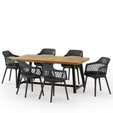 Castellina Outdoor Wood and Resin 7 Piece Dining Set