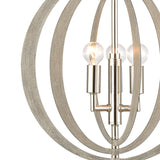 Retro Rings 14'' Wide 3-Light Chandelier - Sandy Beechwood