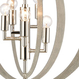 Retro Rings 19'' Wide 5-Light Chandelier - Sandy Beechwood