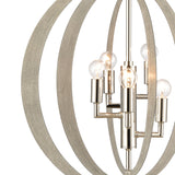 Retro Rings 19'' Wide 5-Light Chandelier - Sandy Beechwood