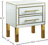 Gigi Engineered Wood / Stainless Steel Contemporary White Side Table - 23.5" W x 16" D x 25.5" H