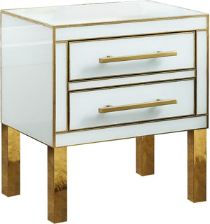 Gigi Engineered Wood / Stainless Steel Contemporary White Side Table - 23.5" W x 16" D x 25.5" H