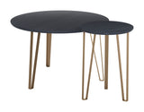 English Elm EE2662 MDF, Steel Modern Commercial Grade Accent Table Set Black, Gold MDF, Steel