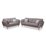 MIranda Mid-Century Modern Fabric Upholstered 2-Piece Living Room Set