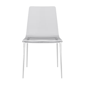 Cilla Side Chair in Clear with Brushed Nickel Legs - Set of 2