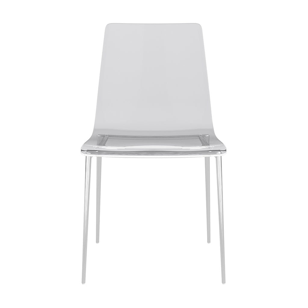 Cilla Side Chair in Clear with Brushed Nickel Legs - Set of 2