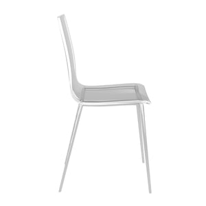 Cilla Side Chair in Clear with Brushed Nickel Legs - Set of 2