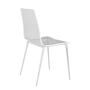 Cilla Side Chair in Clear with Brushed Nickel Legs - Set of 2