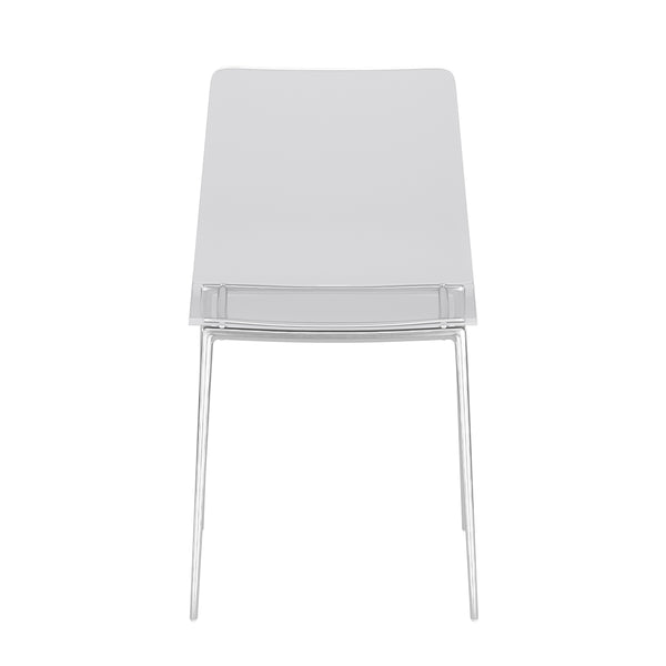 Cilla Side Chair in Clear with Brushed Nickel Legs - Set of 2