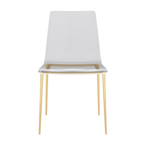 Cilla Side Chair in Clear with Matte Brushed Gold Legs - Set of 2