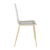 Cilla Side Chair in Clear with Matte Brushed Gold Legs - Set of 2