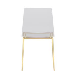 Cilla Side Chair in Clear with Matte Brushed Gold Legs - Set of 2