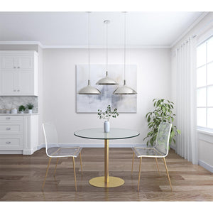 Cilla Side Chair in Clear with Matte Brushed Gold Legs - Set of 2