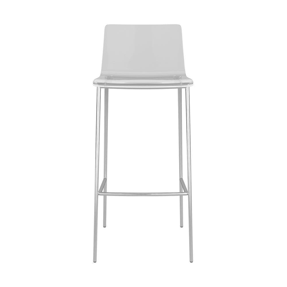 Cilla Bar Stool in Clear with Brushed Nickel Legs - Set of 2