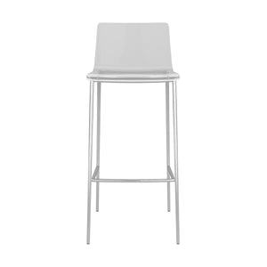Cilla Bar Stool in Clear with Brushed Nickel Legs - Set of 2