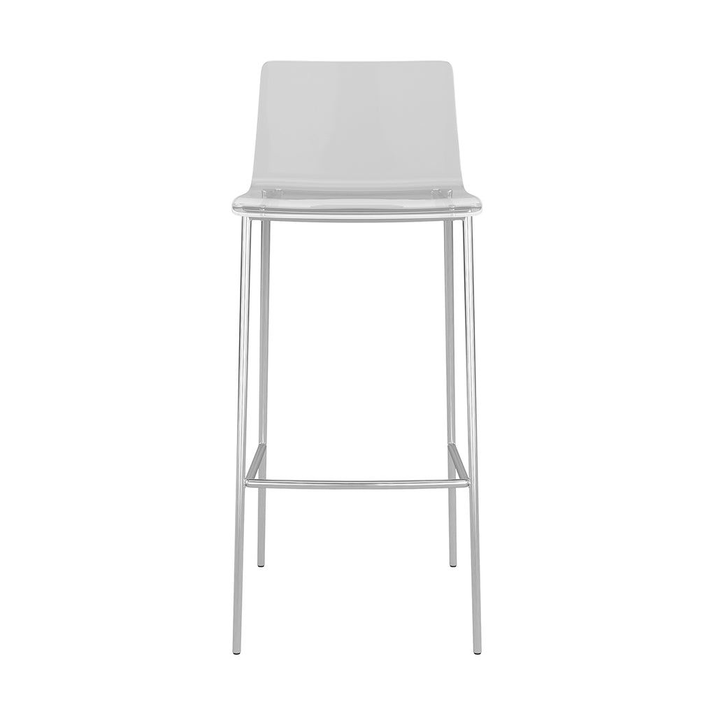 Cilla Bar Stool in Clear with Brushed Nickel Legs - Set of 2