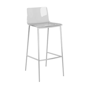 Cilla Bar Stool in Clear with Brushed Nickel Legs - Set of 2