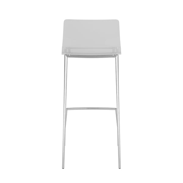 Cilla Bar Stool in Clear with Brushed Nickel Legs - Set of 2