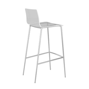 Cilla Bar Stool in Clear with Brushed Nickel Legs - Set of 2