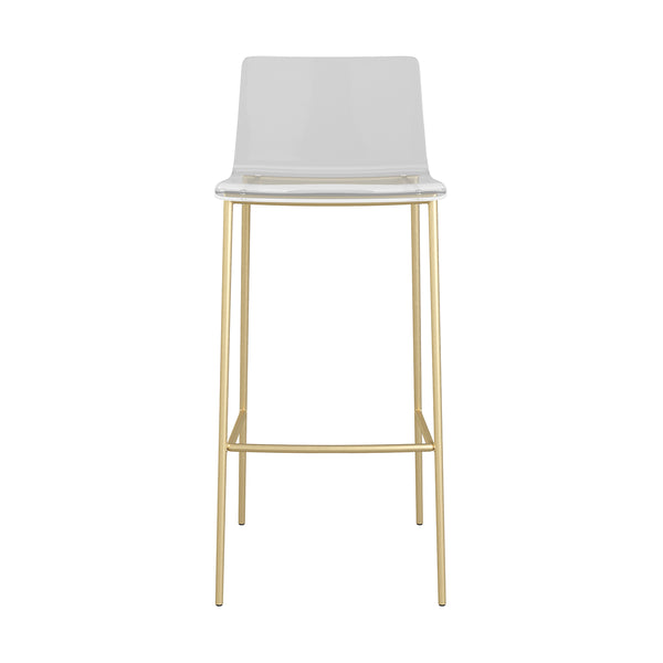 Cilla Bar Stool in Clear with Matte Brushed Gold Legs - Set of 2