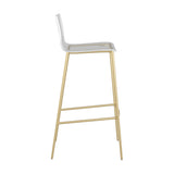 Cilla Bar Stool in Clear with Matte Brushed Gold Legs - Set of 2