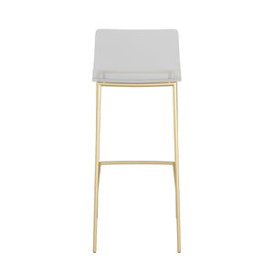 Cilla Bar Stool in Clear with Matte Brushed Gold Legs - Set of 2