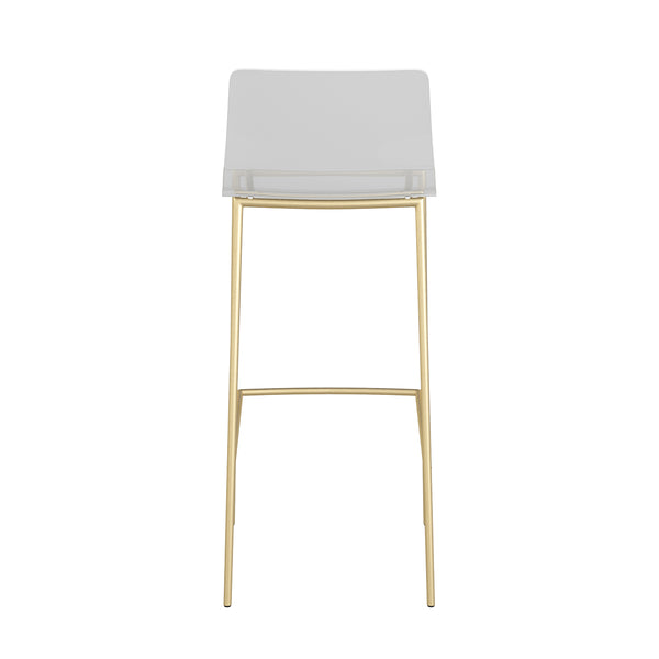 Cilla Bar Stool in Clear with Matte Brushed Gold Legs - Set of 2