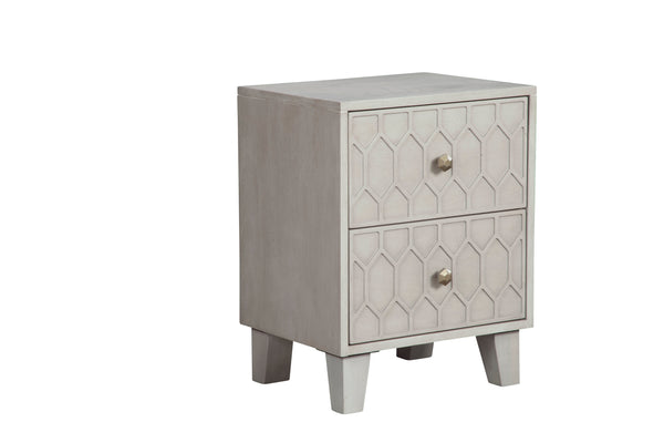 Denver Two Drawer Nightstand - Handcrafted Mahogany Accent Table with Honeycomb Design & Storage