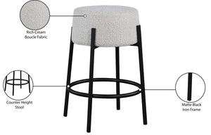 Avalon Boucle Fabric / Iron / Foam Contemporary Cream Boucle Fabric Counter Stool - 18" W x 18" D x 26.5" H