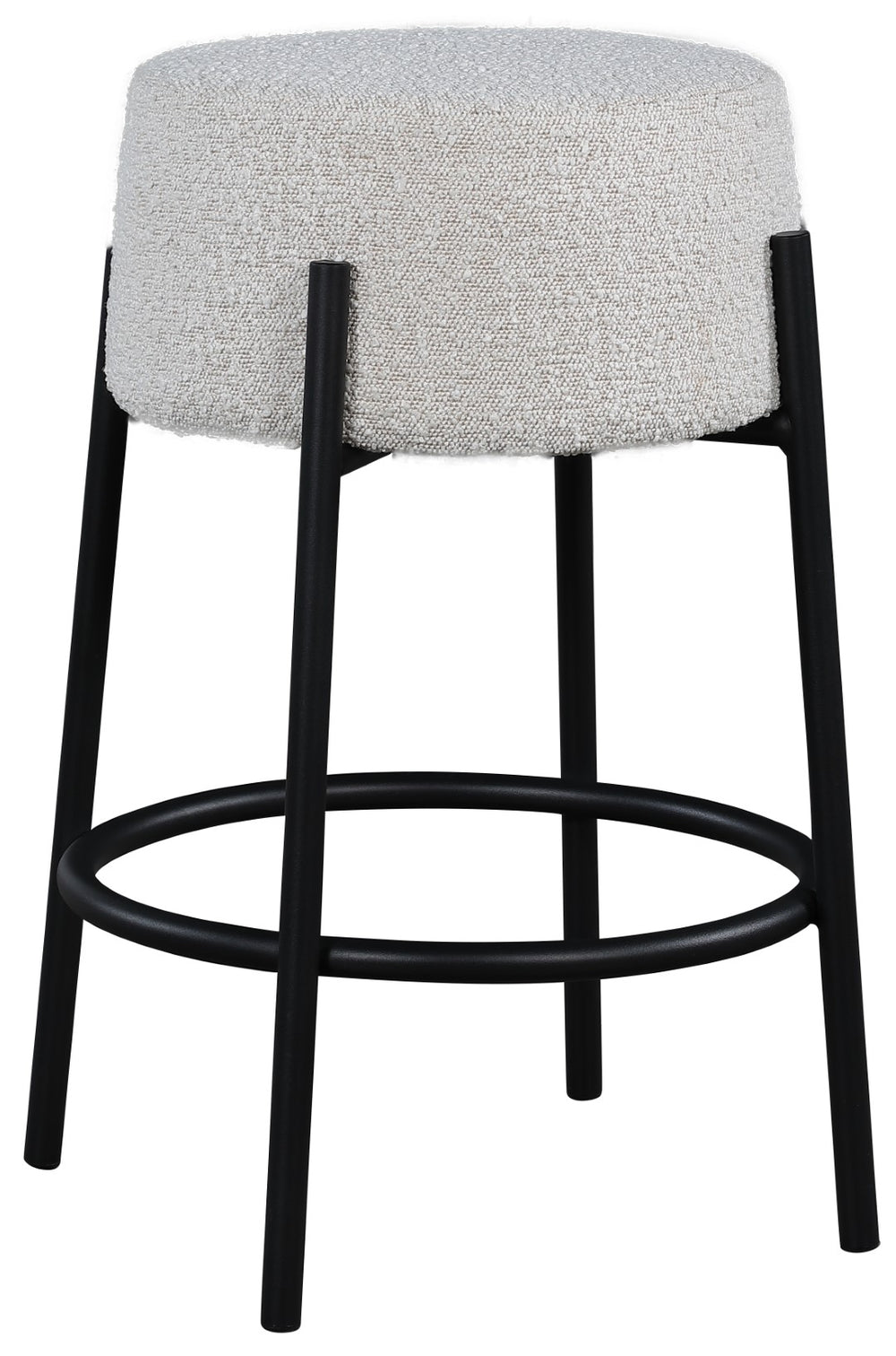 Avalon Boucle Fabric / Iron / Foam Contemporary Cream Boucle Fabric Counter Stool - 18" W x 18" D x 26.5" H