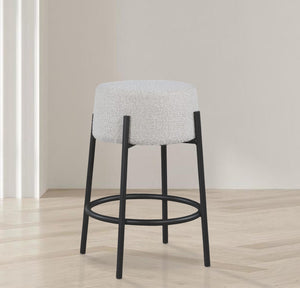 Avalon Boucle Fabric / Iron / Foam Contemporary Cream Boucle Fabric Counter Stool - 18" W x 18" D x 26.5" H