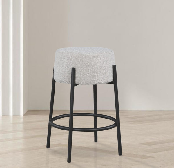 Avalon Boucle Fabric / Iron / Foam Contemporary Cream Boucle Fabric Counter Stool - 18" W x 18" D x 26.5" H